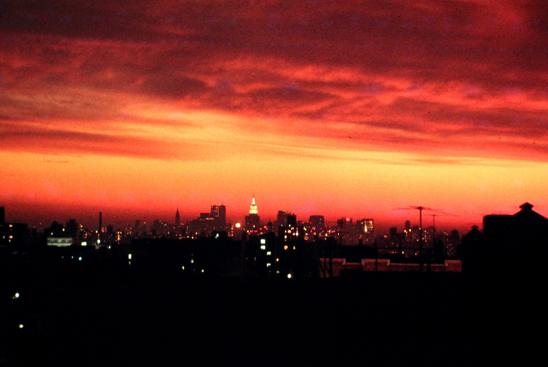 NYC Sunset Empire with State Building 1976.jpg :: NYC Sunset Empire with State Building 1976