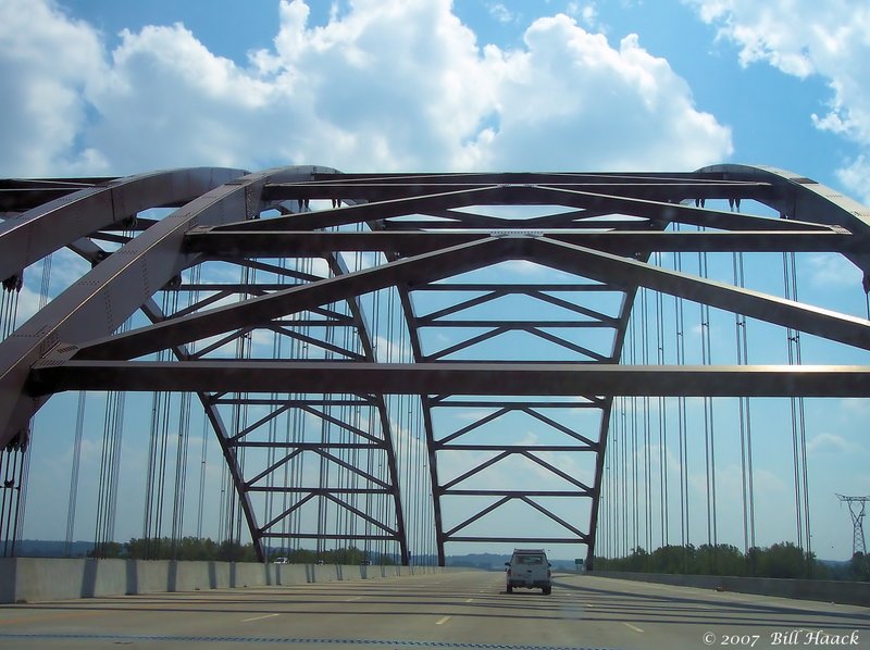 60_100_1890 Page bridge 091305.jpg :: The Page Extension (Ave. D) Bridge over the Missouri River from St Louis County to St. Charles has a very distinctive look, and helps alleviate traffic on the only other two bridges crossing the Missouri within 20 miles.
