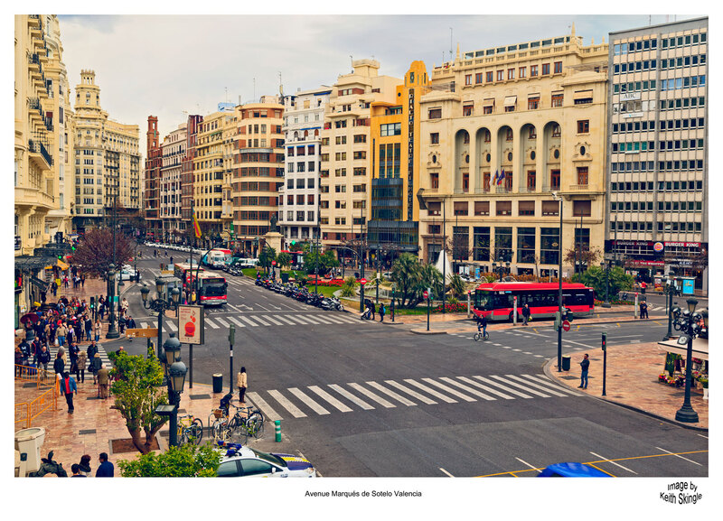 Avenue-Marques-Valencia.jpg :: View up Avenue Marqués de Sotelo and the Plaza del Ayuntamienta from the City Hall balcony in Valencia