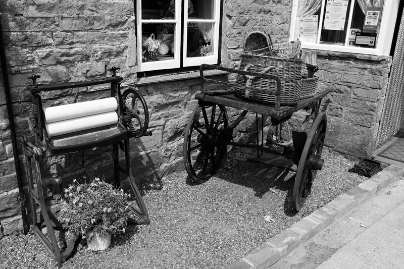 DBY17_01532w(1).jpg :: Old Mangle & Cart at Tissington Sweet Emporium, Derbyshire