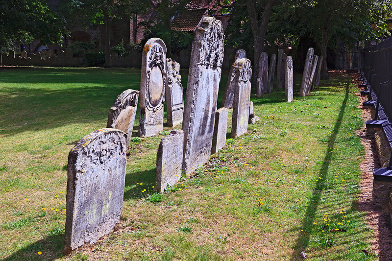 NFK20_006.jpg :: Headstones in the churchyardat The Minster, Kings Lynn, Norfolk, UK