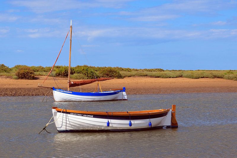 NFKBurnham_035.jpg :: Crabbing Boats on Tidal Moorings at Burnham-Overy-Staithe Norfolk
