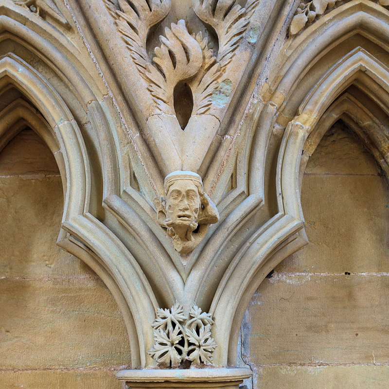 NSW19_0511.jpg :: 13th century stone carvings around the seats in the Chapter House of Southwell Minster, Nottinghamshire