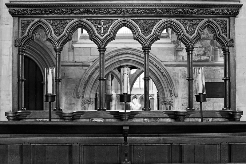 NSW19_0672w.jpg :: Carved wooden screen behind choir stalls in Southwell Minster, Nottinghamshire