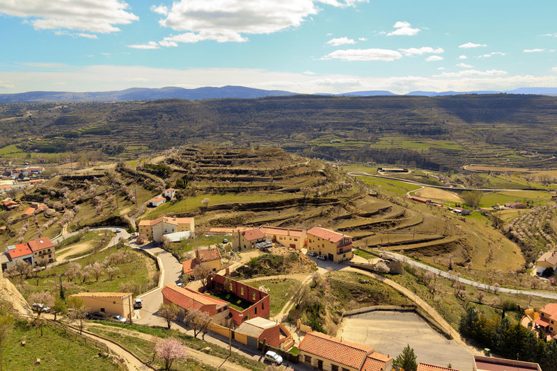 SPN_9614(1).jpg :: View over the valley below the walled city of Morella Spain