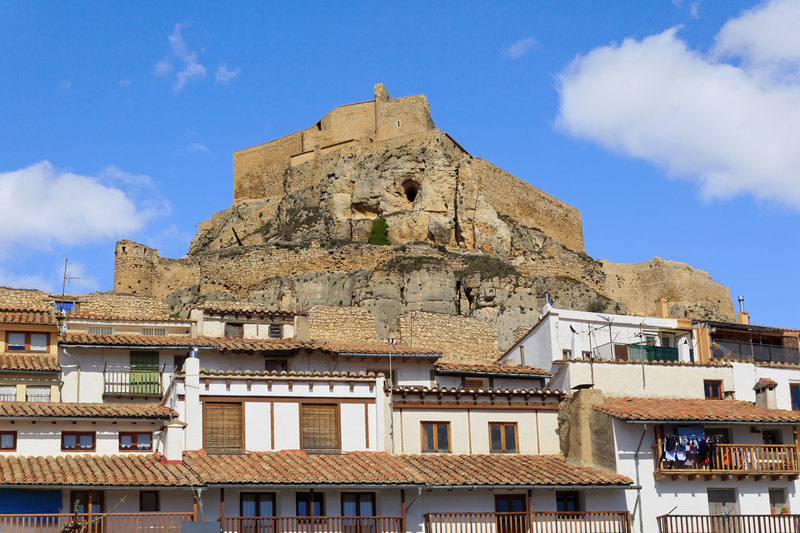 SPN_9622(1).jpg :: Morella Castle sitting high over Plaze de L'Estudi in the walled city.