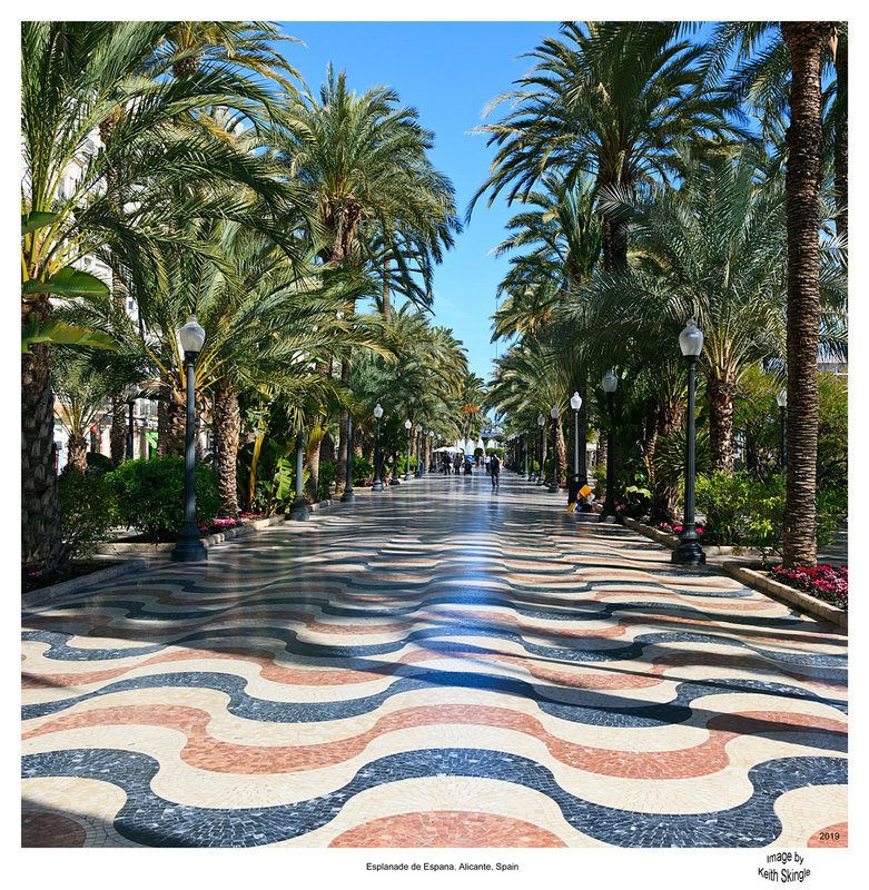 SPN19_0321(1).jpg :: 3D effect of wavy tiled paving along the Palm lined Esplanade de Espana in Alicante, Spain