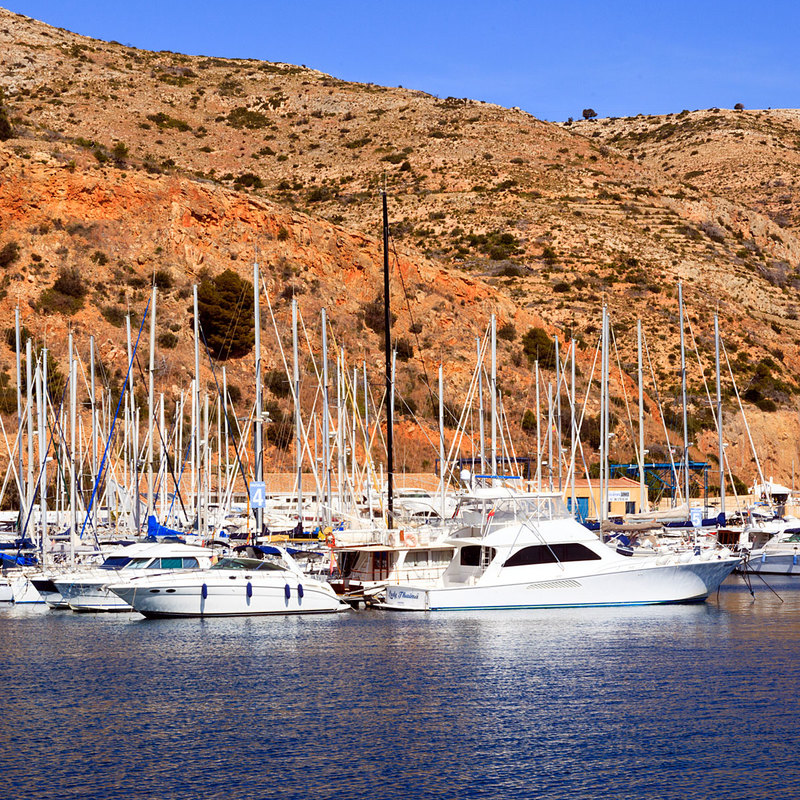 SPN19_383-1.jpg :: Boats on their moorings in Jåvea Port on the Costa Blanca, Spain