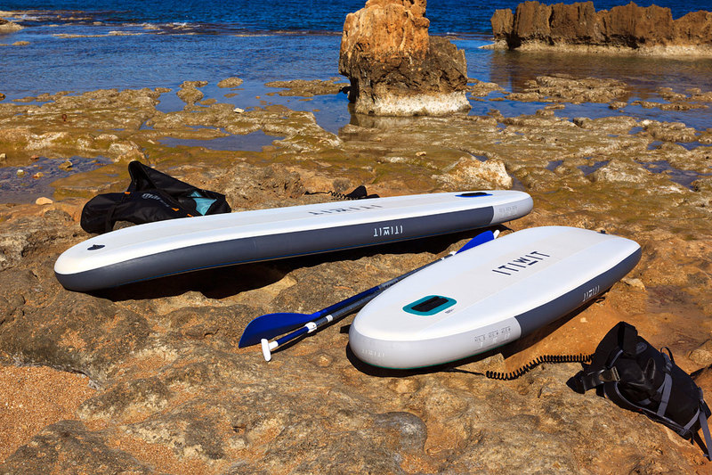 SPN19_415.jpg :: Inflateable surfboards on the rocks at Los  Arenetes in the San Antnio Marine Reserve, Les Rotes, Denia, Spain