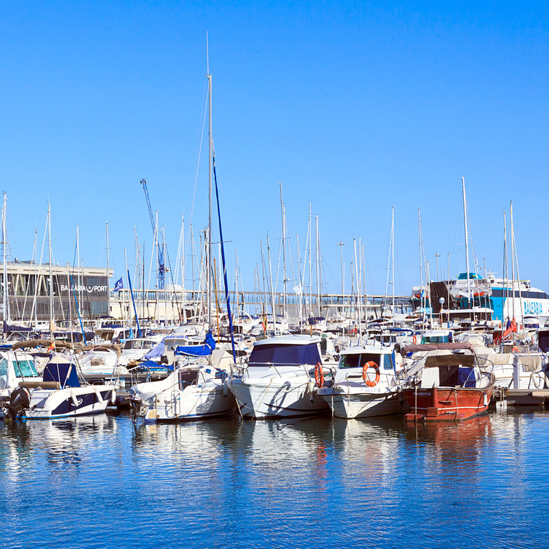 SPN19_453-1.jpg :: Small boats moored in the busy El Portet Marina in Dénia, Costa Blanca, Spain