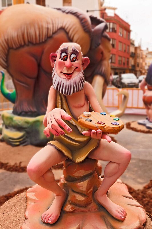 SPN23_022.jpg :: Satirical sculptured character monuments in the Buriana Fallas Festival to Saint Joseph held in March 2023, Spain
