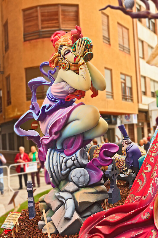 SPN23_025.jpg :: Satirical sculptured character monuments in the Buriana Fallas Festival to Saint Joseph held in March 2023, Spain