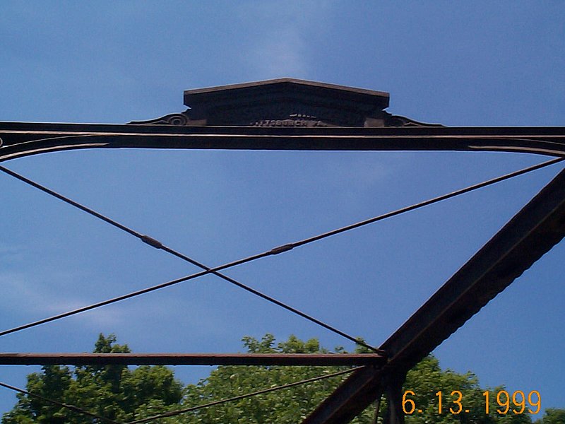 Bridge Builders Plaque on a Keystone Bridge Company B and O Railroad Overpass.jpg :: The Bridge Builders Plaque on the Keystone Bridge Company B&O Railroad Overpass near FREDERICKTOWN OH 