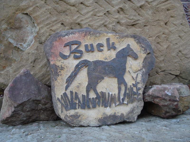 Large Stone Pet Memorial Example Buck Horse.jpg ::  Large Stone Pet Memorial Example Buck Horse