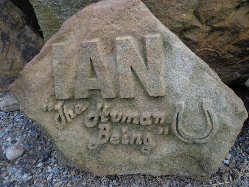 Medium Stone Pet Memorial Example Ian the Human Being Horsehoe.jpg :: Medium Stone Pet Memorial Example Ian \
