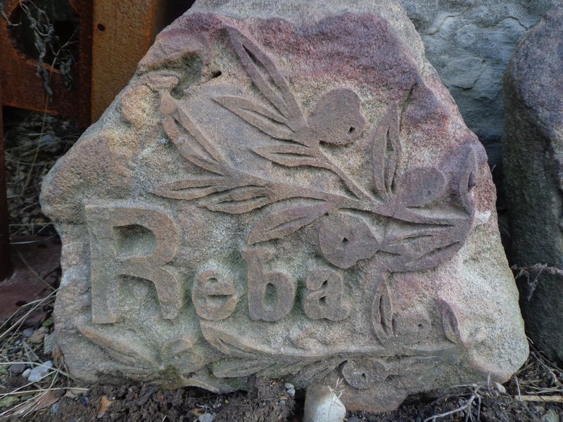 Medium Stone Pet Memorial Example Reba Dogs Plant Leaves.jpg :: Medium Stone Pet Memorial Example Reba Dogs Plant Leaves