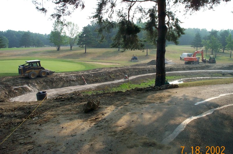 Preparing footer for reclaimed bridgestone installation Powderhorn Country Club OH Hole 6.jpg :: Preparing the footer for a reclaimed bridgestone installation at Powderhorn Country Club in Madison OH Hole 6