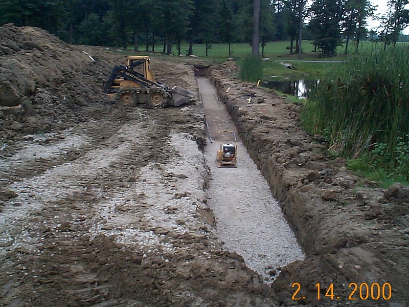 Preparing the footer for a reclaimed bridgestone installation at Powderhorn CC Hole 1.jpg :: Preparing the footer for a reclaimed bridgestone installation at Powderhorn Country Club Madison OH Hole 1