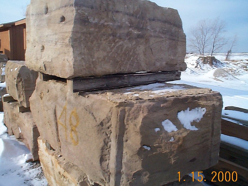 Reclaimed Bridgestone Sandstone from the Stone Salvage of a B and O Railroad Overpass.jpg :: Reclaimed Bridgestone Abutment Sandstone from a Stone Salvage near FREDERICKTOWN OH of a Keystone Bridge Company B&O Railroad Overpass