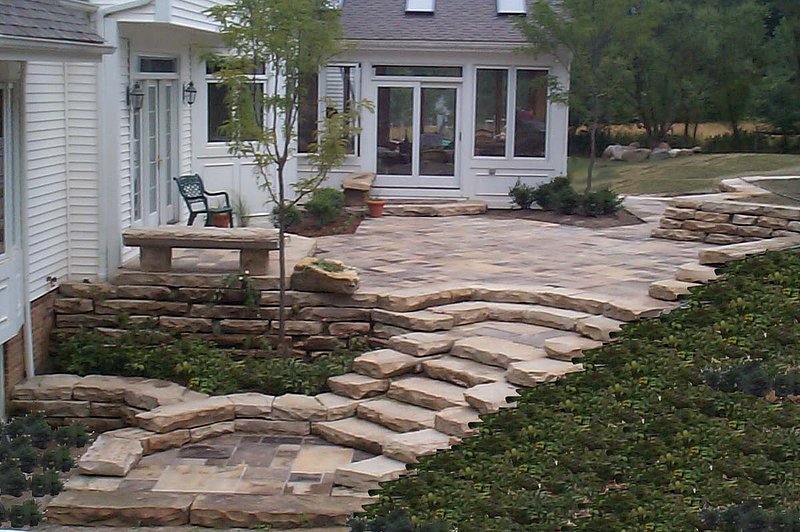 Reclaimed Curbstone and Sidewalk Stone Patio Installation with steps GATES MILLS OH 2.jpg :: Reclaimed Curbstone and Sidewalk Stone Patio Installation with steps GATES MILLS OH