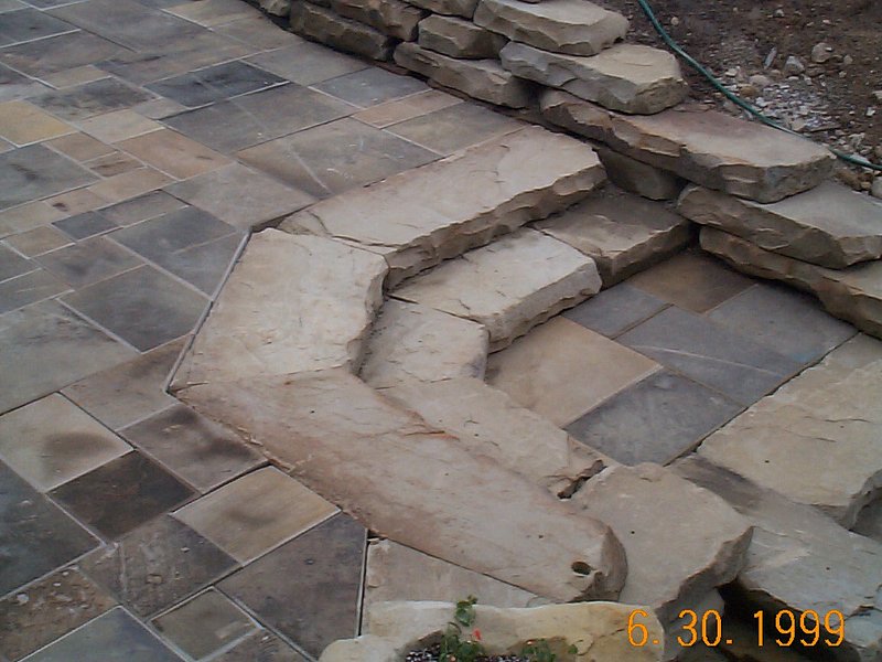 Reclaimed Curbstone and Sidewalk Stone Patio with Steps Installation GATES MILLS OH.jpg :: Reclaimed Curbstone and Sidewalk Stone Patio with Steps Installation GATES MILLS OH