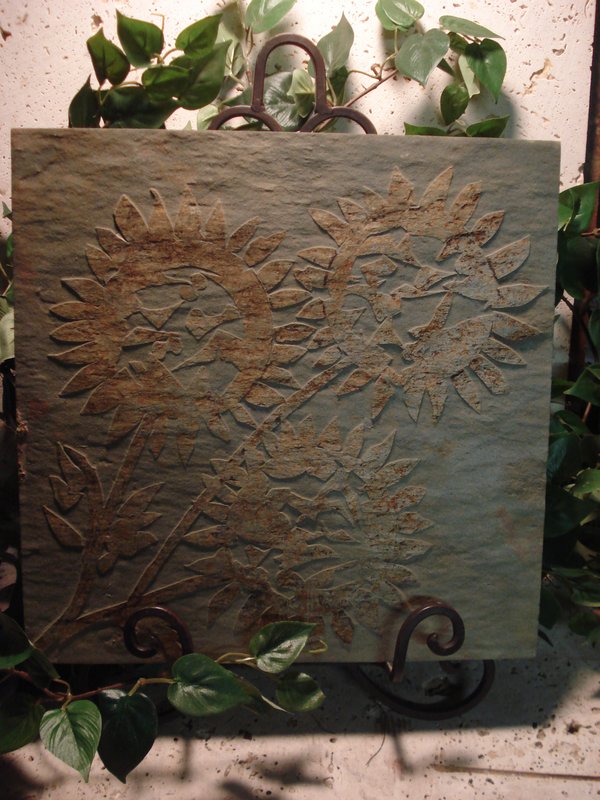Slate Tile Art of Sunflowers.jpg :: Slate Tile Art of Sunburst