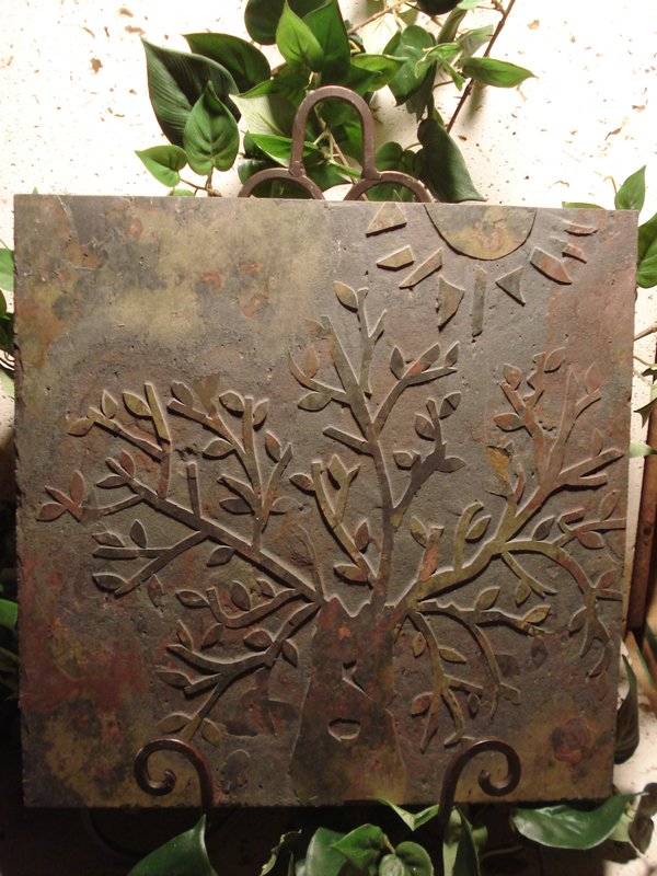 Slate Tile Art of Tree and Sun.jpg :: Slate Tile Art of Tree and Sun