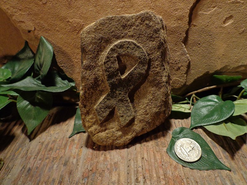 Small Etched Stone Garden Art-12.jpg :: small cancer ribbon stone 1