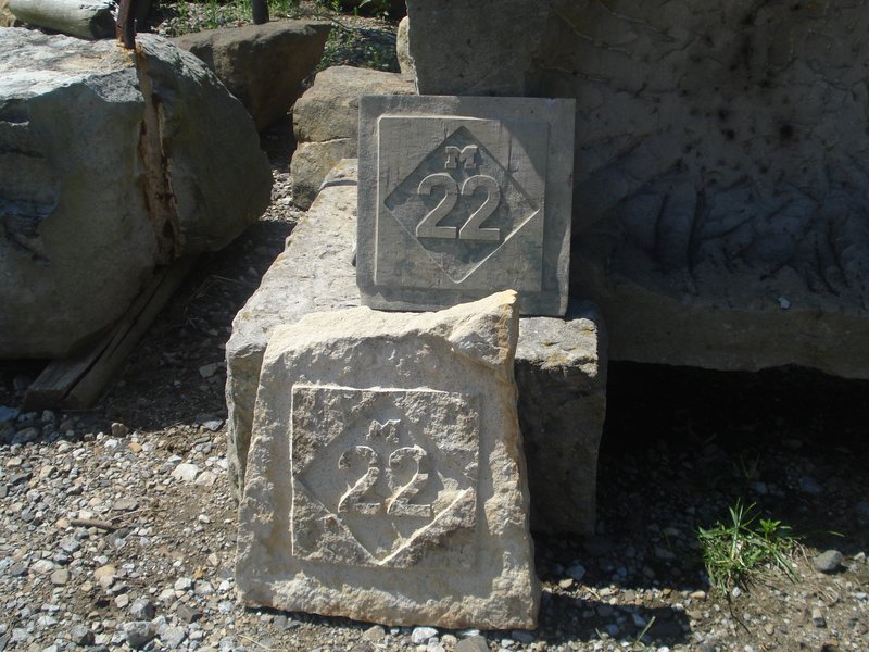 Stone Logo Sign of M22 etched into slate tile and sandstone.jpg :: Stone Logo Sign of M22 etched into slate tile and sandstone 