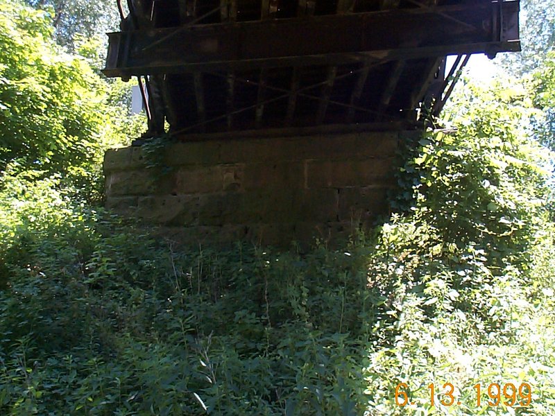 The Eastern Bridgestone Abutment Sandstone of a Keystone Bridge Company Railroad Overpass.jpg :: The Eastern Bridgestone Abutment Sandstone of a Keystone Bridge Company B&O Railroad Overpass near FREDERICKTOWN OH
