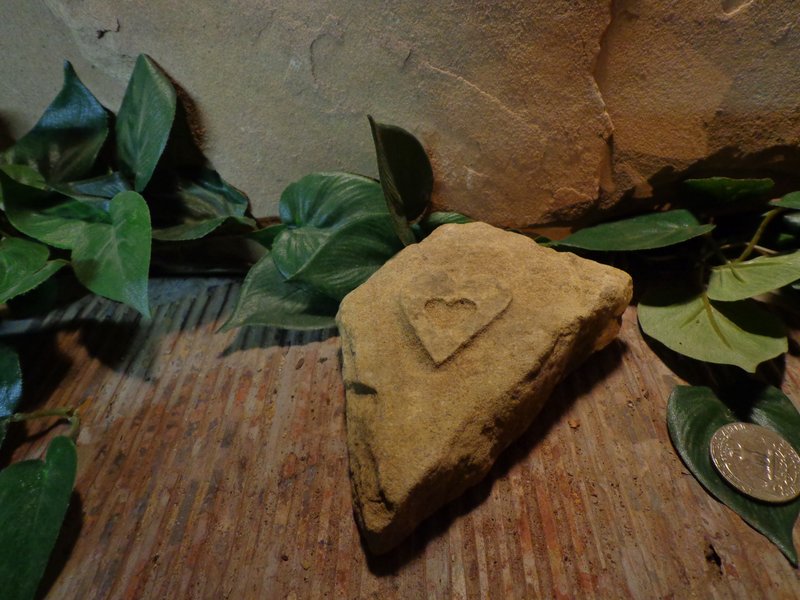 Tiny Etched Heart Stone Garden Art.jpg :: Tiny Etched Heart Stone Garden Art