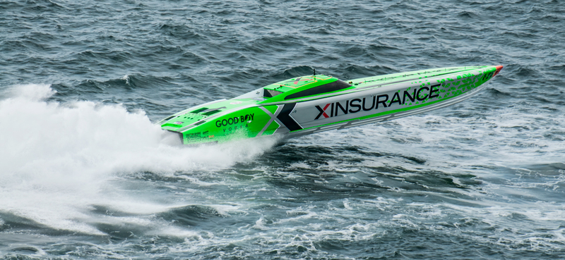 CTC-2023-270823-_0075.jpg :: Team 25/Good Boy Vodka / X Insurance pictured off St Albans Head during the 2023 CTC Cowes Torquay powerboat race