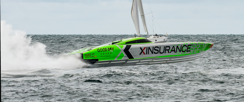 CTC-2023-270823-_0077.jpg :: Team 25/Good Boy Vodka / X Insurance pictured off St Albans Head during the 2023 CTC Cowes Torquay powerboat race