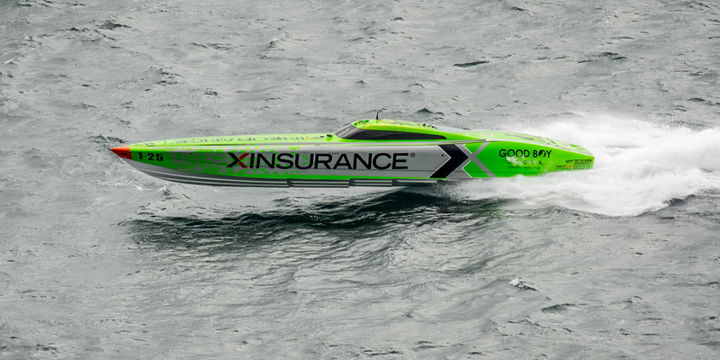 CTC-2023-270823-_0373.jpg :: Team 25/Good Boy Vodka / X Insurance pictured off St Albans Head during the 2023 CTC Cowes Torquay powerboat race