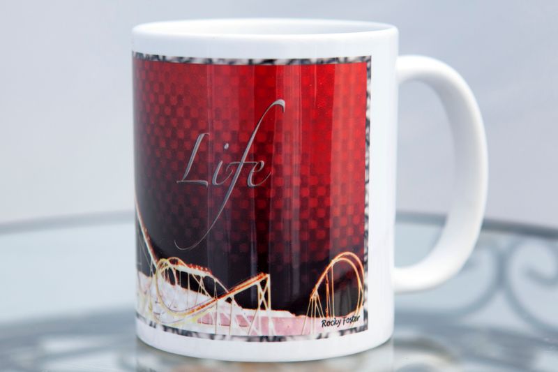 Life is a Roller Coaster 11 oz coffee mug - right side shown.jpg :: coffee mug one side shows the left side and the other photo shows the right side