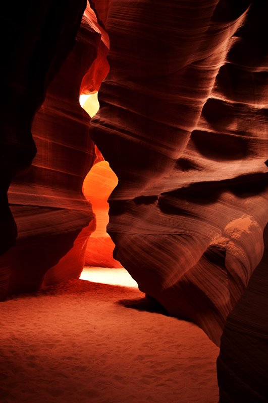Antelope Canyon.jpg :: After two weeks up north enjoying the weather, my one reconciliation before coming back to 104 degrees in Tucson was a couple days in Page, Arizona.  I finally got to mark off two locations from my photography bucket list with Horseshoe Bend and Antelope Canyon.  Antelope Canyon requires a guide from one of the many companies in Page.  The cost was about $30 for a 20 minute ride in a suburban or the back of a truck.  They drop off directly in front of the entrance to the canyon and then go with you for the 1/2 mile or so walk to the end and then back telling the history and stories along the way.  I actually wished I had paid more for the photography tour at $50 to stay longer.  This was the more popular Upper Antelope Canyon.  There is also a Lower, which has now been added to my photography bucket list.