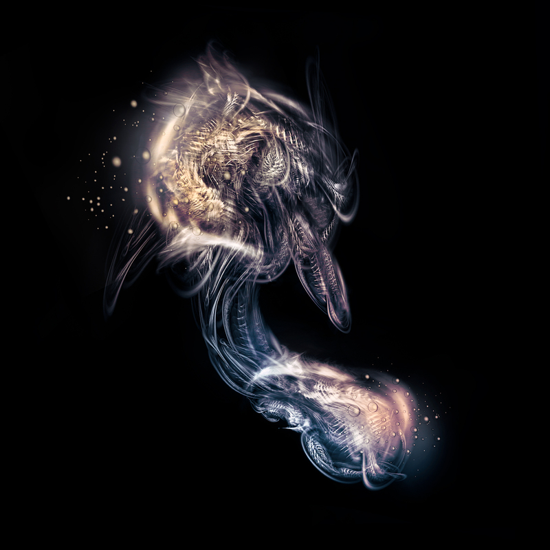 A.jpg :: The painful memory fragments that were suppressed deep in the soul, long intangible shadows, sniffed the miasma of the digital information warfare and turned into metallized bone-like bugs. They are now unleashed, gaining new figures and new dimensional spaces and beginning to emit light.