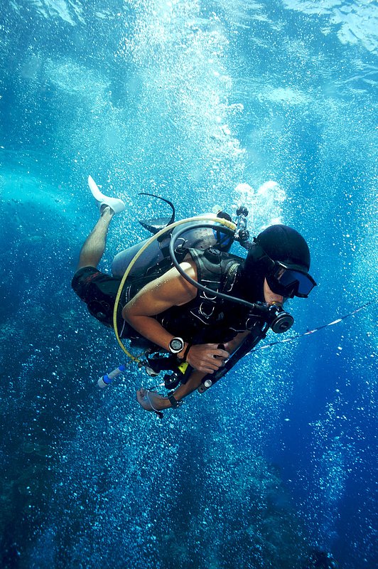 IMG_0360.jpg :: A scuba diver off of Sail Rock in the Gulf of Thailand, Thailand.