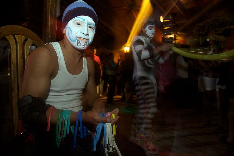 IMG_1438.jpg :: Clowns performing during a Semana Santa party on Roatan, Honduras.