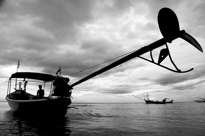 IMG_7873.jpg :: A silhouette of a longtail off of Khao Lak, Thailand, Andaman Sea.