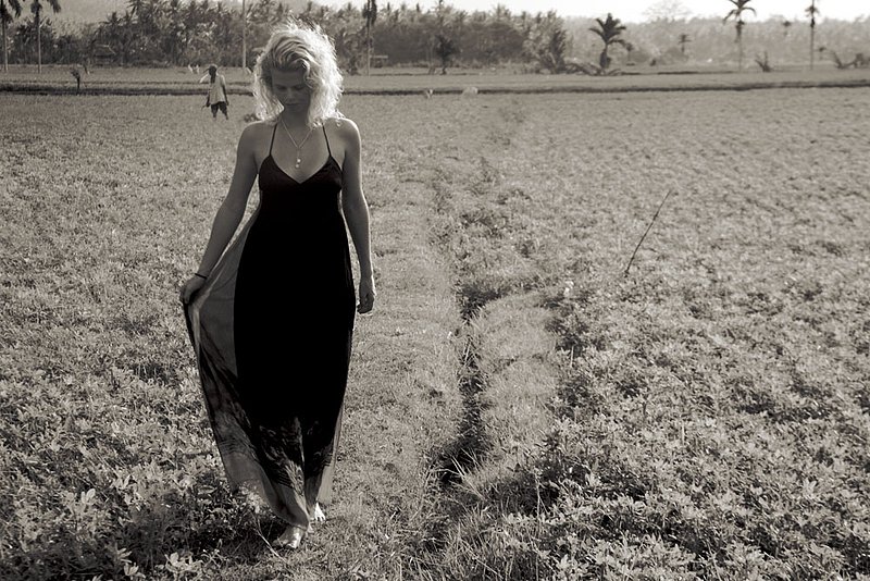 IMG_7896 72.jpg :: A beautiful Swedish girl walking through rice fields in Lombok, Indonesia.