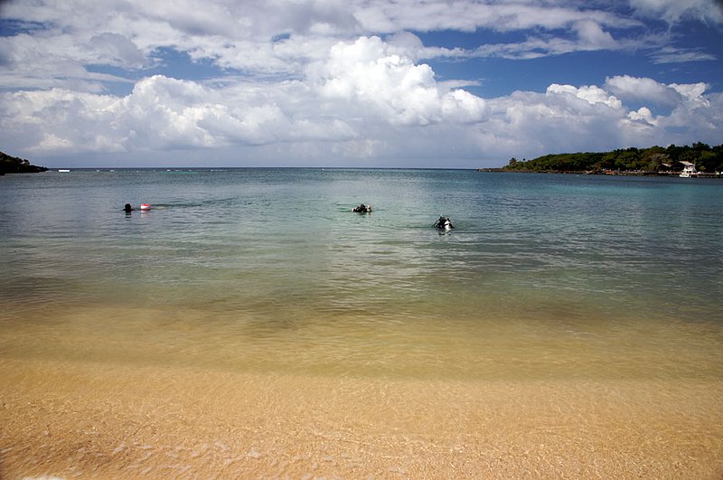 IMG_9151.jpg :: Scuba divers doing a dive course in Half Moon Bay, Roatan, Honduras.
