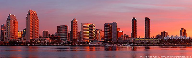 San-Diego-Panoramic-Print.jpg :: Panoramic of the San Diego skyline at surnrise, California. 