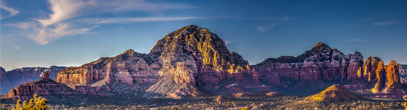 AZ027.jpg :: Sundown red rock pano, taken from airport mesa, which includes the famous \
