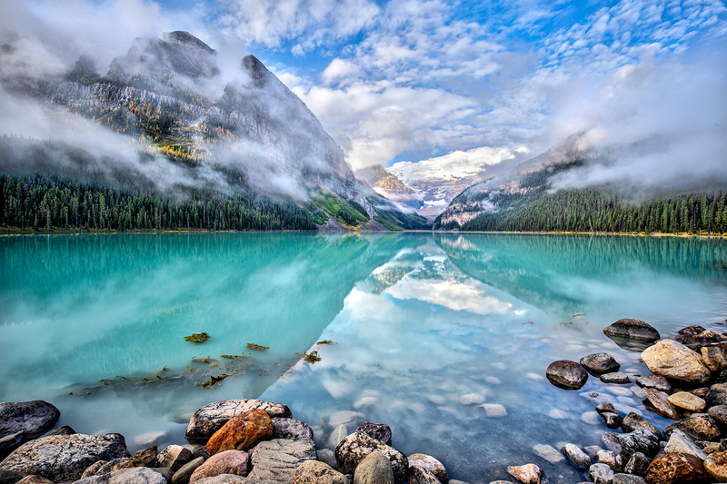 CR018.jpg :: Looking across Lake Louise into the mountains with a beautiful mirrored reflection

Lake Louise, Banff National Park - Fall 2019