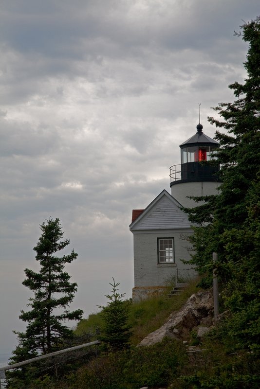 ME0301.jpg :: Portrait view from along shoreline of the Bass Harbor Lighthouse in Bass Harbor, Maine, Summer 2007