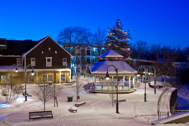 NY166.jpg :: TWILIGHT IMAGE OF THE HOLIDAY DECORATED GAZEBO AND TREE IN DOWTOWN FAIRPORT

FAIRPORT, NY - WINTER 2010