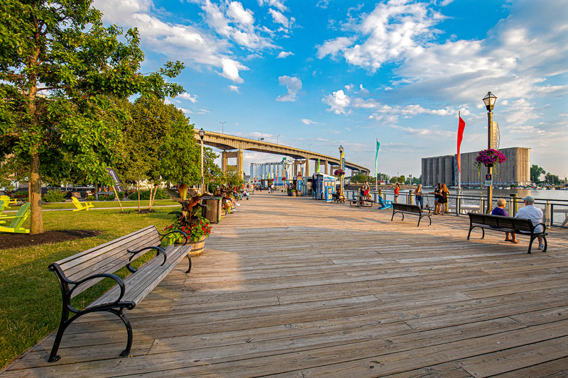 NY713.jpg :: Situated on the Buffalo River, with the Skyway in the background, can be found a small boardwalk area known as CANALSIDE

Buffalo NY - Summer 2019