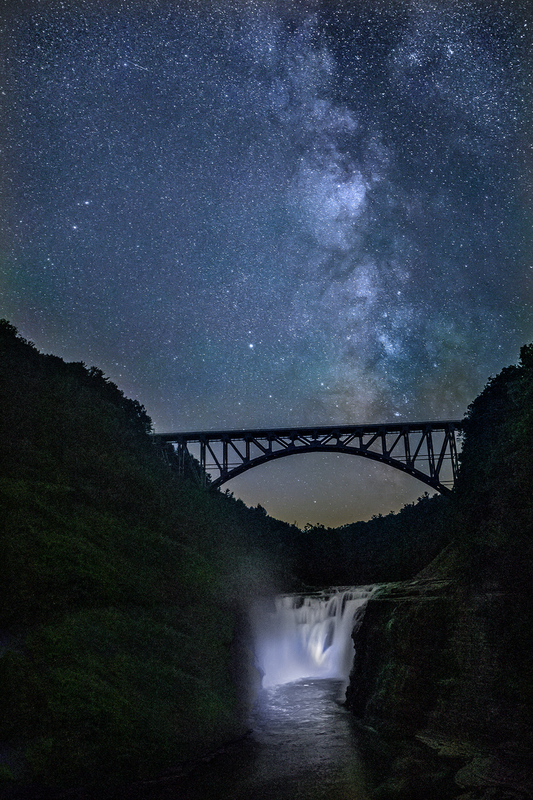 NY716.jpg :: The Milky Way as it sits perched over the upper falls bridge

Letchworth State Park, NY - Summer 2019