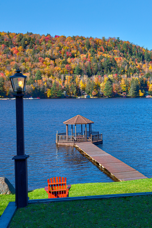NY726b.jpg :: Close up view of the Blue Moose Inn's gazebo at Big Moose Lake.

Big Moose, NY - Fall 2019